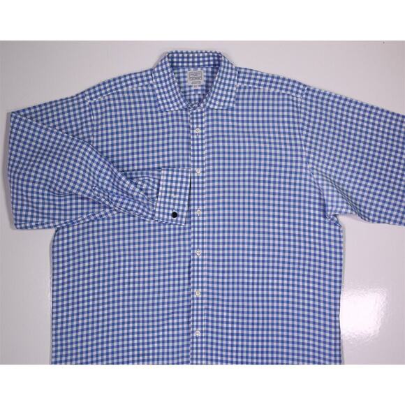 Hackett London Blue/White Gingham Check French Cuff Dress Shirt (42) 16.5-34 - Picture 3 of 7